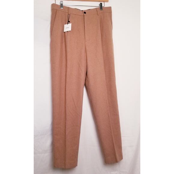 ZARA Women's Tan Wool Blend Pants Back Elastic Waist Pockets Belt Loops Sz 32 - Picture 1 of 13